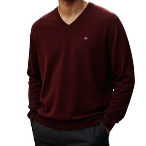 Alashan 100% Merino Wool Sweater Burgundy Oak Tree Embroidered Double/Hem XL